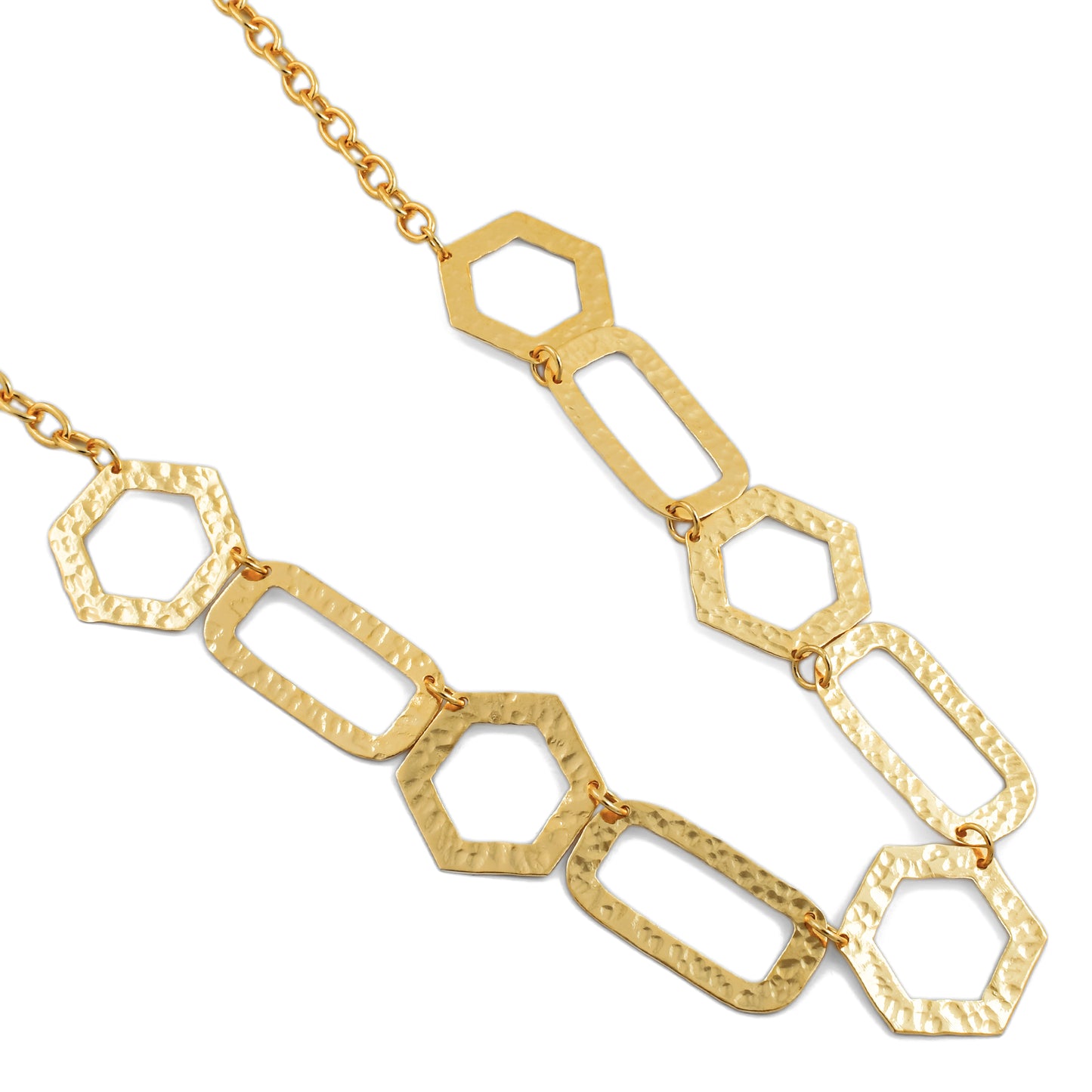 Hexagonal Rectangle Statement Chain Necklace