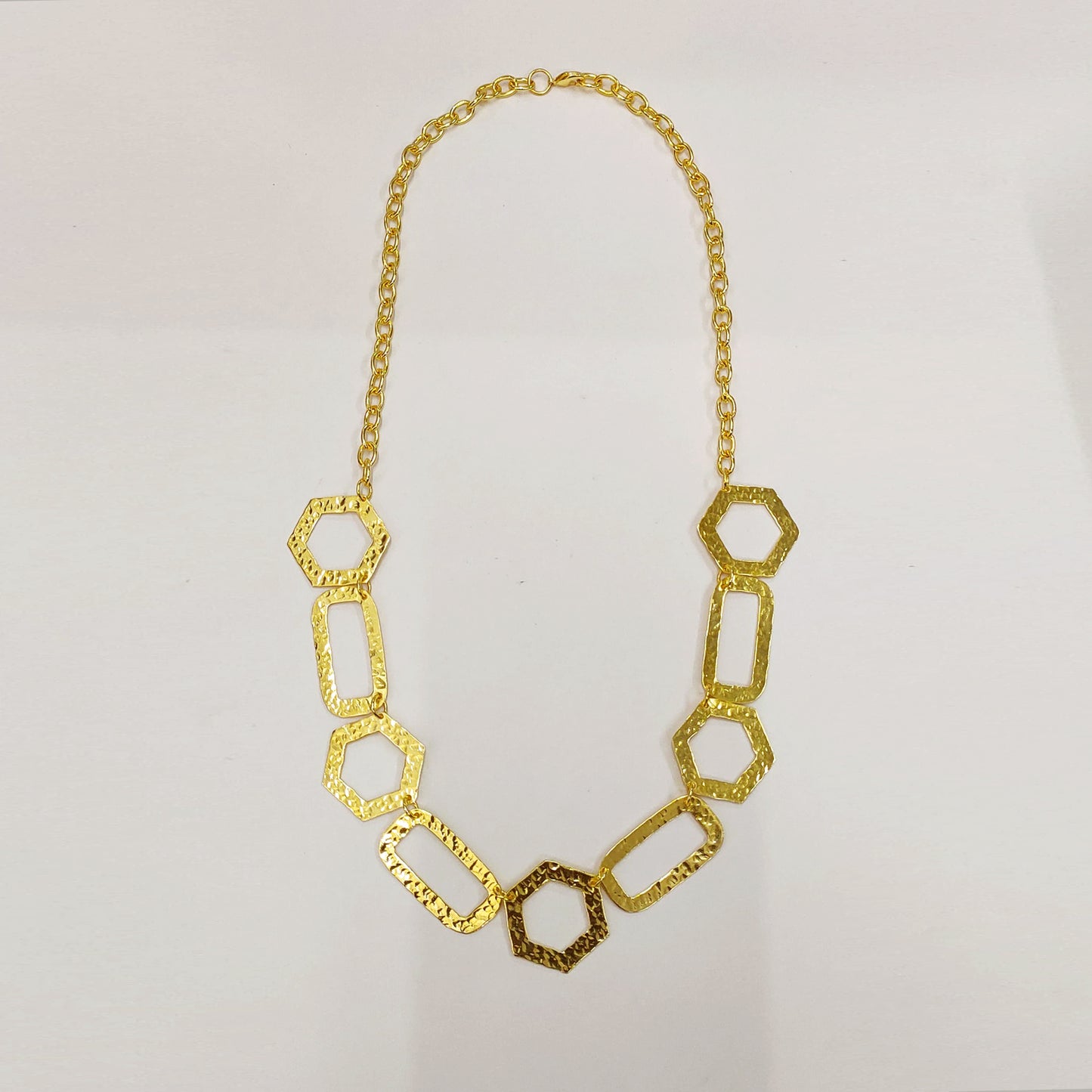 Hexagonal Rectangle Statement Chain Necklace