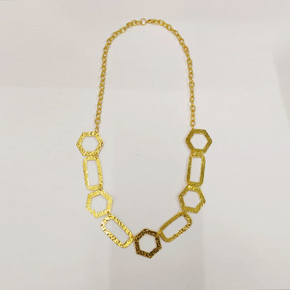 Hexagonal Rectangle Statement Chain Necklace
