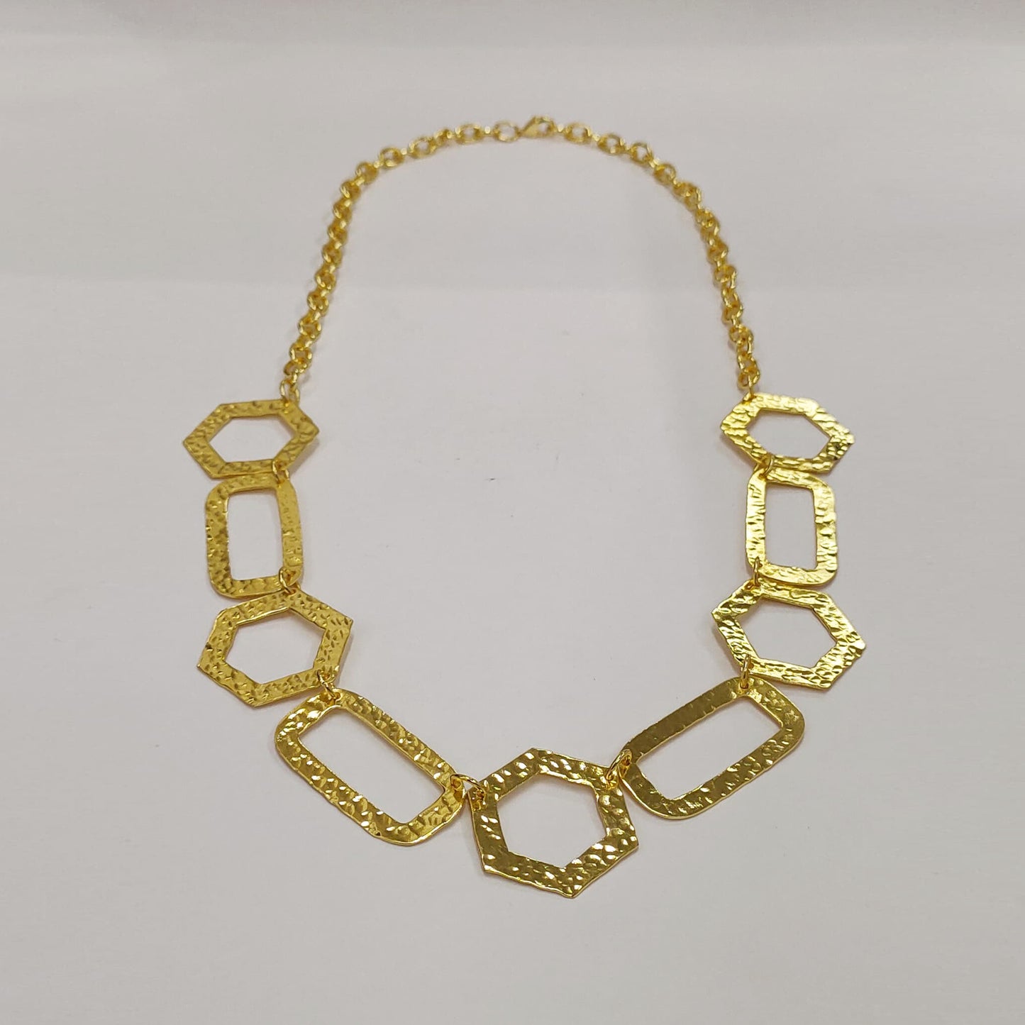 Hexagonal Rectangle Statement Chain Necklace