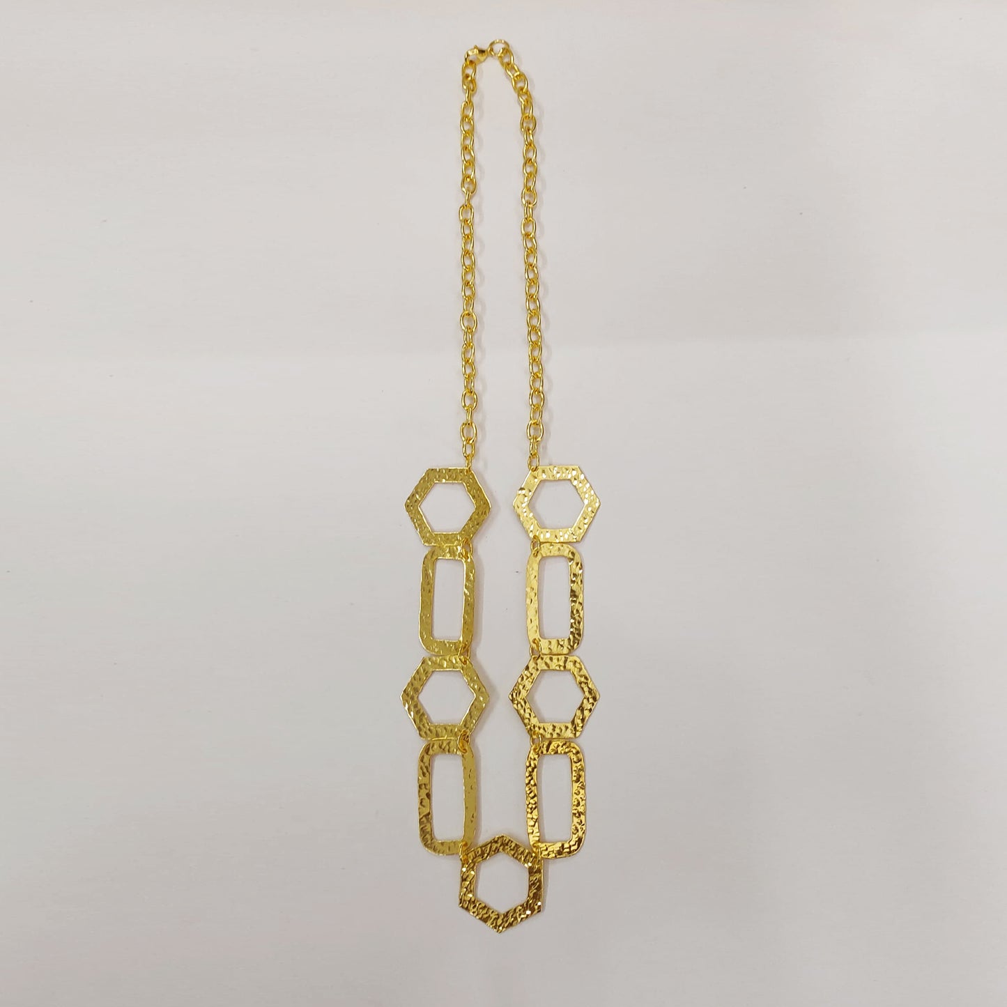 Hexagonal Rectangle Statement Chain Necklace