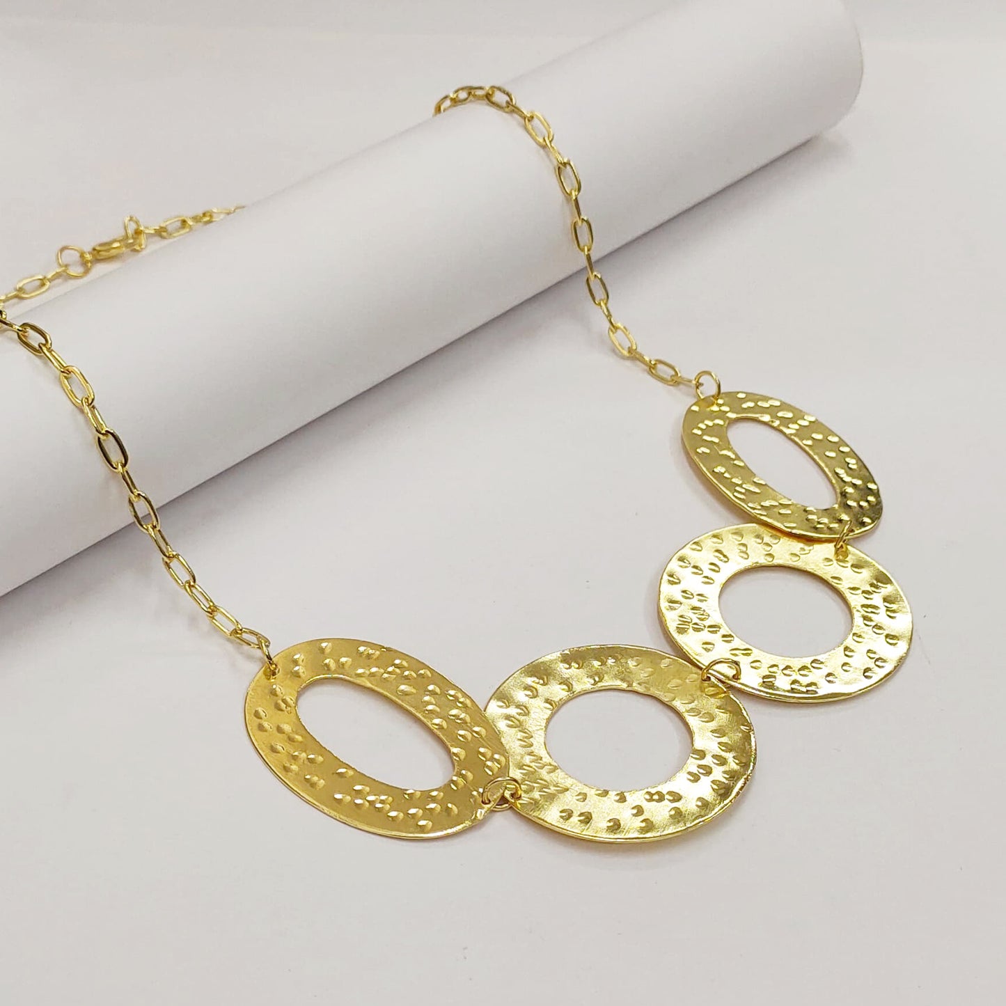 Oval Circle Statement Chain Necklace