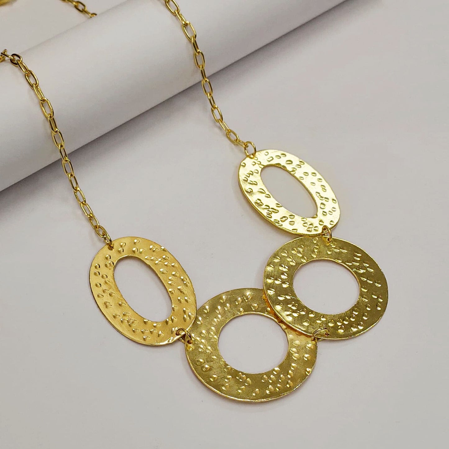 Oval Circle Statement Chain Necklace