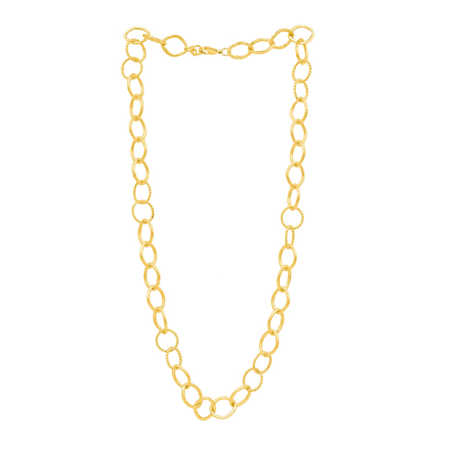 Alternating Oval Ring Link Chain Necklace