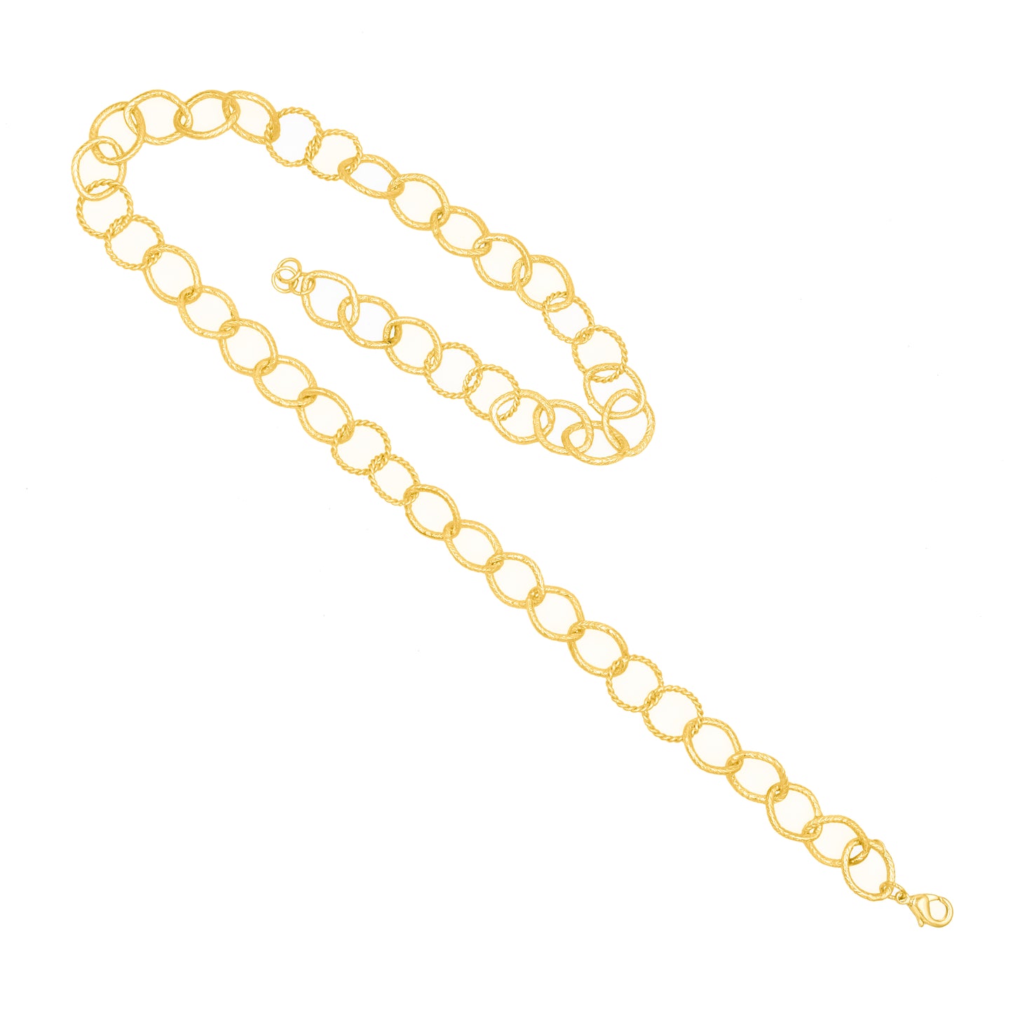 Alternating Oval Ring Link Chain Necklace