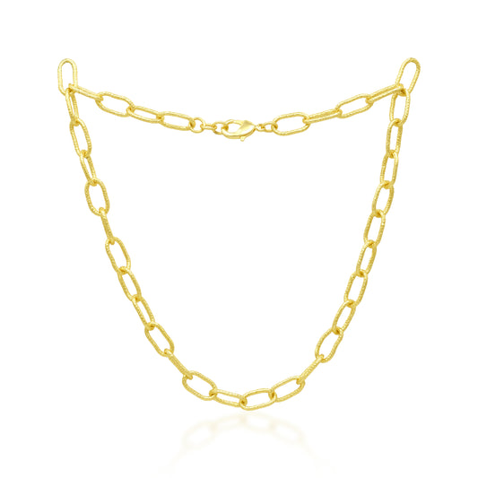 Textured Paperclip Link Chain Necklace