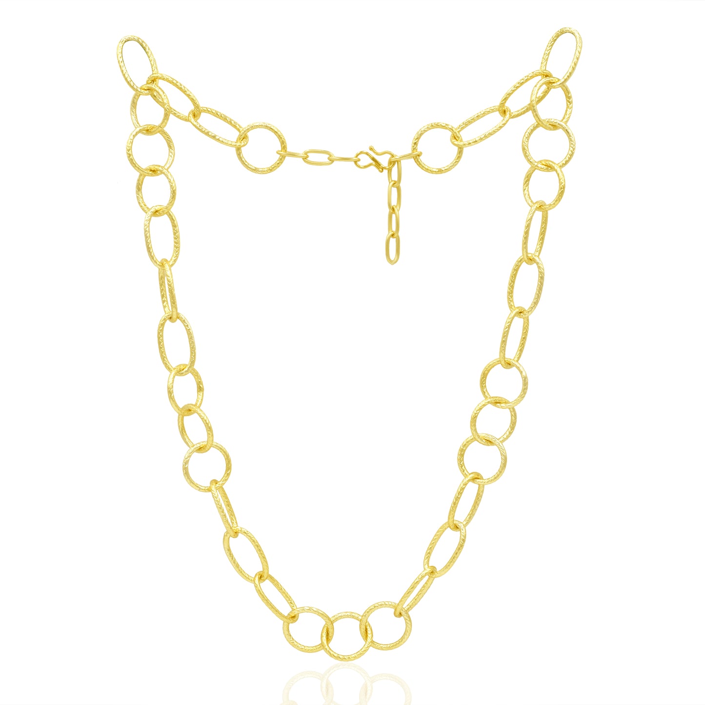 Tri Oval Ring Link Chain Necklace