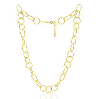 Tri Oval Ring Link Chain Necklace