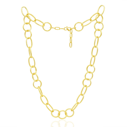 Tri Oval Ring Link Chain Necklace