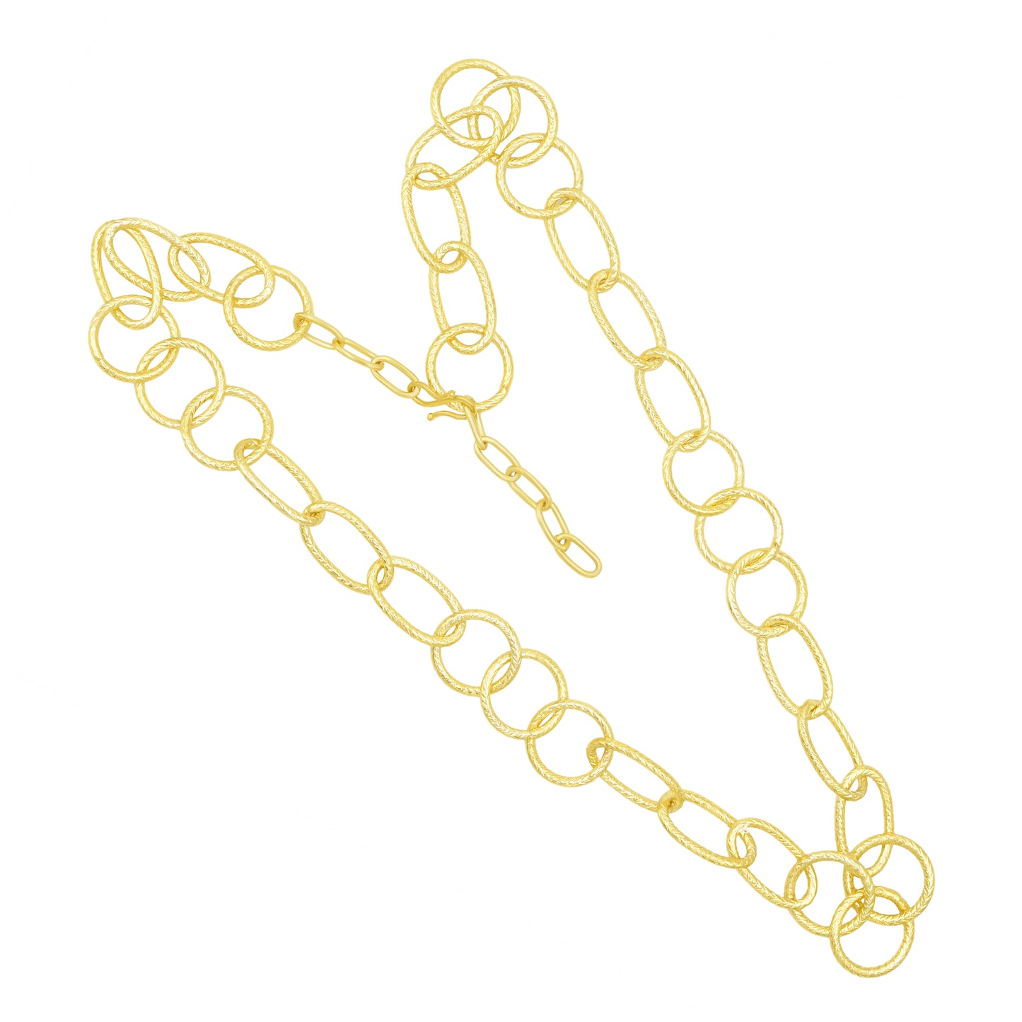 Tri Oval Ring Link Chain Necklace