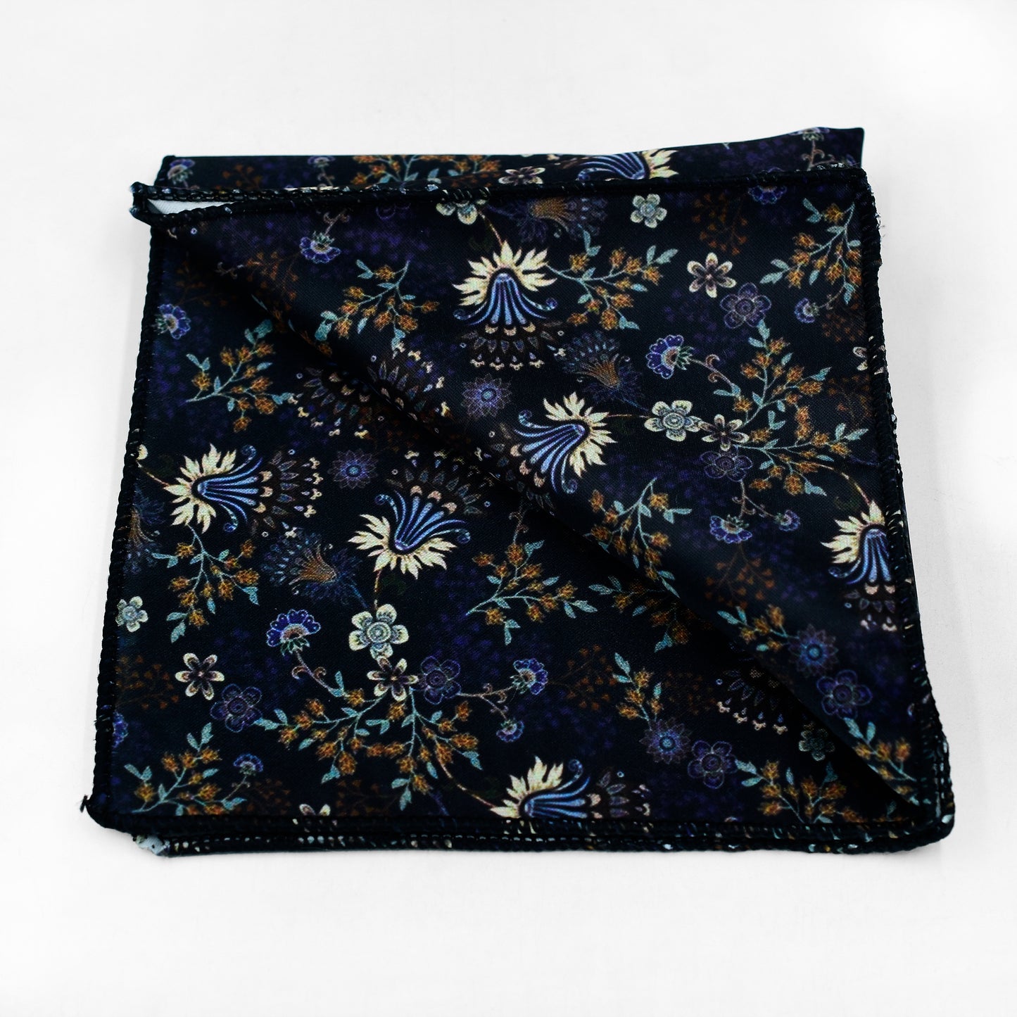 Blooming Black Pocket Square