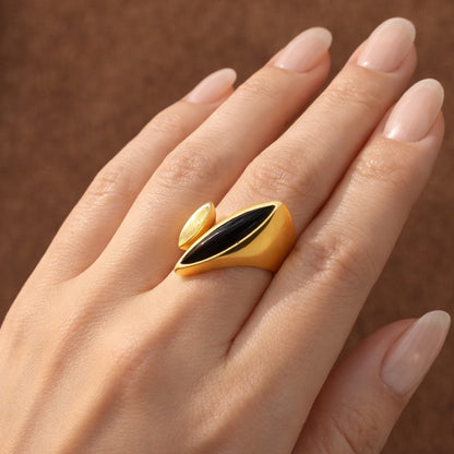 Black Onyx Marquise Ring