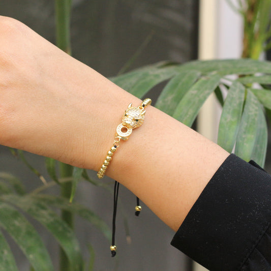 Golden Panther Adjustable Bracelet
