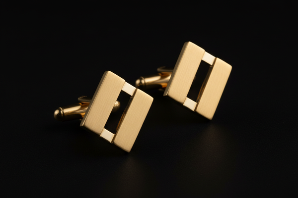 make a brass mordern cufflinks with black background 